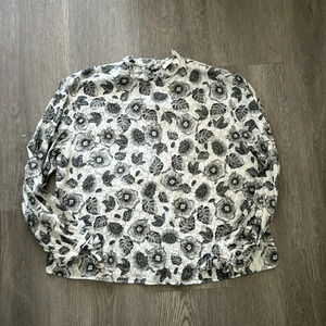 Anthropologie Eri + Ali floral light cotton blouse size small